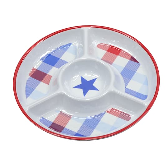 13&#x22; Red, White &#x26; Blue Melamine Divided Tray by Celebrate It&#x2122;
